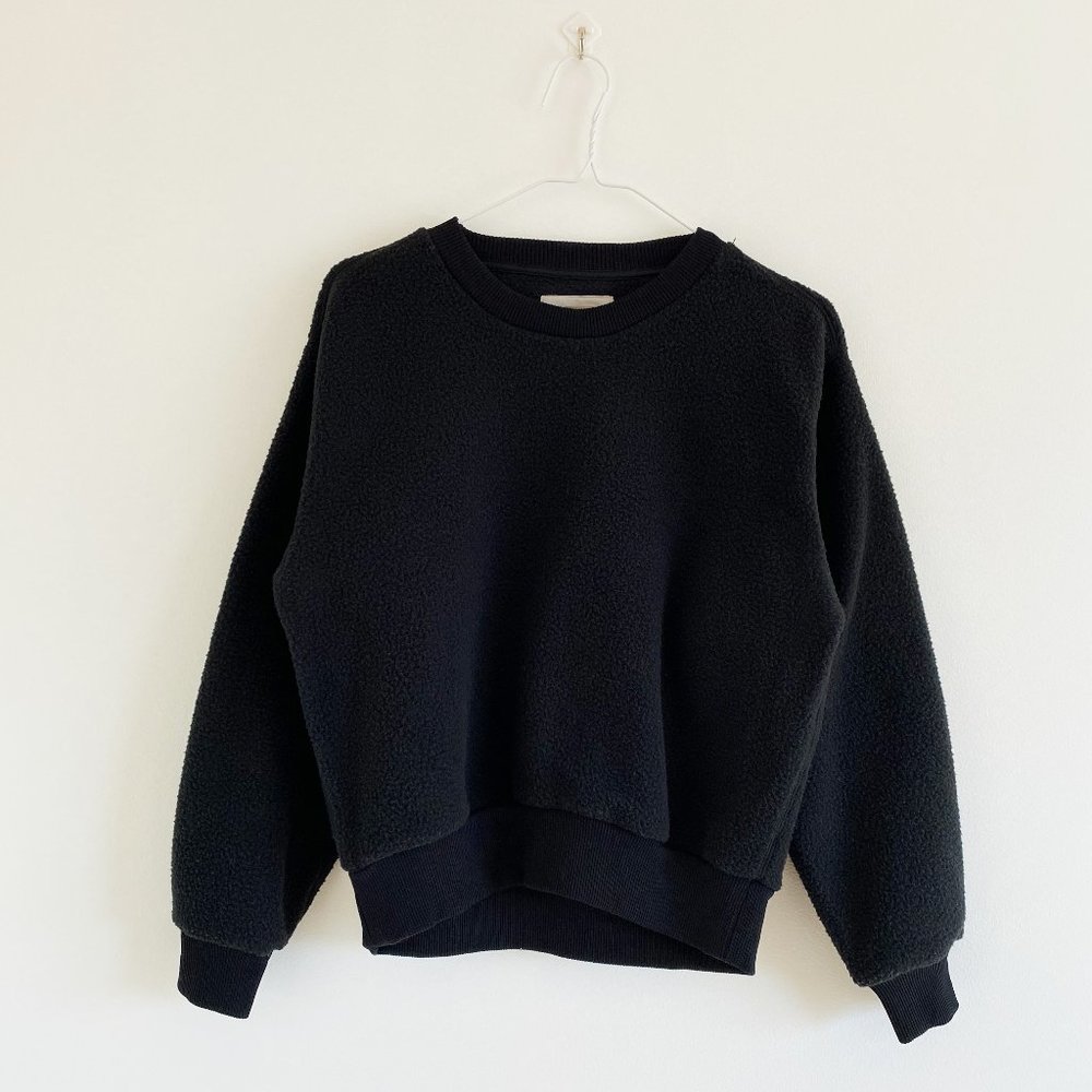 EVERLANE, NWOT, The ReNew Fleece Sweatshirt, Black Color, Size XS